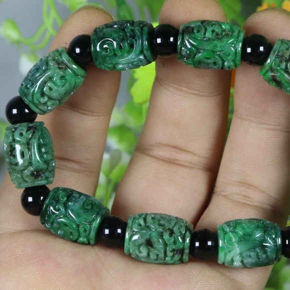 Certified Green 100% Natural A JADE jadeite Moire Bracelet 云纹手链 - Picture 2 of 10